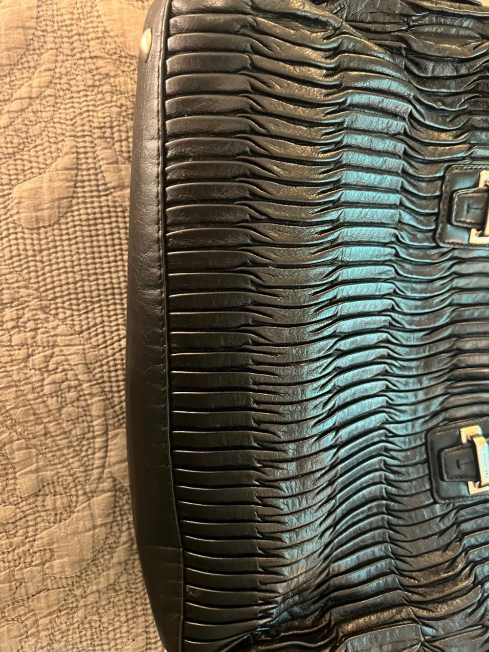 Coach Taylor Pleated Gathered Alexis Leather Satchel Carryall Tote in Black - Picture 7 of 15